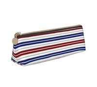 Longzehao Rouge Bleu Blanc Gris Rayures Impression Simple Triangle Pen Case Sac de Rangement pour Fournitures de Bureau, Cosmétiques, Articles de Toilette, Blanc, Taille unique, Art Déco, white-417,