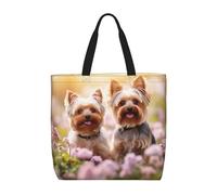 LONGZEHAO Sac à bandoulière de grande capacité avec fermeture éclair, sac fourre-tout réutilisable imprimé Yorkshire Floral 3 pour le shopping