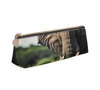 Longzehao Sac à crayons triangulaire simple imprimé éléphant d'Afrique Sac de rangement pour fournitures de bureau, cosmétiques, articles de toilette, blanc, taille unique, art déco, white-417, One