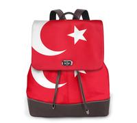 Longzehao Sac à dos en cuir imprimé drapeau de la Turquie pour femme, sac à dos de voyage tendance, sac à dos décontracté pour le travail