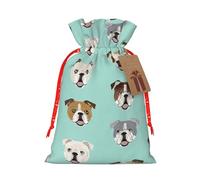 Longzehao Sac cadeau de Noël avec cordon de serrage imprimé bouledogue anglais amusant pour Noël, vacances, fête d'anniversaire