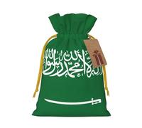 Longzehao Sac cadeau de Noël avec cordon de serrage imprimé drapeau de l'Arabie saoudite pour Noël, vacances, fête d'anniversaire