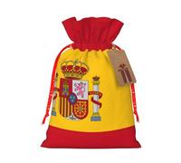 Longzehao Sac cadeau de Noël avec cordon de serrage imprimé drapeau espagnol pour Noël, vacances, fête d'anniversaire