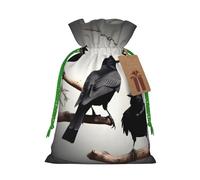 Longzehao Sac cadeau de Noël avec cordon de serrage Motif corbeau noir sur une branche