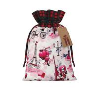 Longzehao Sac cadeau de Noël avec cordon de serrage Motif Tour Eiffel Paris