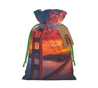 Longzehao Sacs cadeaux de Noël avec cordon de serrage imprimé Golden Gate Bridge pour Noël, vacances, fête d'anniversaire