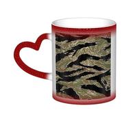Longzehao Tasse en céramique avec imprimé camouflage à rayures de tigre dans le ciel, tasses à café à changement de chaleur.