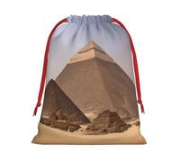 Longzehao Tissu de velours ultra doux avec cordon de serrage Pyramides d'Égypte Imprimé Noël Sac de présentation, Sacs cadeaux multifonctionnels.