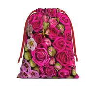 Longzehao Tissu de velours ultra doux cordon de serrage rose naissant imprimé Noël présent, sacs cadeaux multifonctionnels.