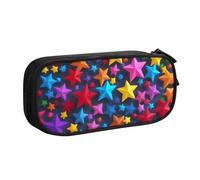 LONGZEHAO Trousse à crayons de grande capacité avec fermeture éclair double couche et imprimé étoiles colorées