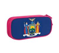 LONGZEHAO Trousse à crayons de grande capacité avec fermeture éclair double couche Motif drapeau de l'État de New York