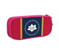 LONGZEHAO Trousse à crayons de grande capacité avec fermeture éclair double couche Motif drapeau de l'État du Mississippi