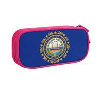 LONGZEHAO Trousse à crayons de grande capacité avec fermeture éclair double couche Motif drapeau du New Hampshire