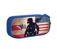 LONGZEHAO Trousse à crayons de grande capacité avec fermeture éclair double couche Motif soldats militaires américains