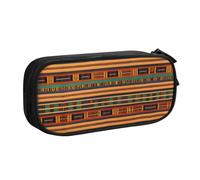 LONGZEHAO Trousse à crayons de grande capacité avec fermeture éclair double couche Motif tissage africain