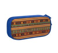 LONGZEHAO Trousse à crayons de grande capacité avec fermeture éclair double couche Motif tissage africain