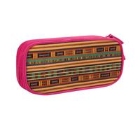 LONGZEHAO Trousse à crayons de grande capacité avec fermeture éclair double couche Motif tissage africain
