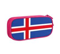 LONGZEHAO Trousse à crayons grande capacité avec fermeture éclair double couche Motif drapeau de l'Islande