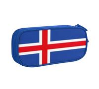 LONGZEHAO Trousse à crayons grande capacité avec fermeture éclair double couche Motif drapeau de l'Islande