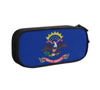 LONGZEHAO Trousse à crayons grande capacité avec fermeture éclair double couche Motif drapeau du Dakota du Nord