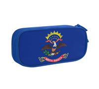 LONGZEHAO Trousse à crayons grande capacité avec fermeture éclair double couche Motif drapeau du Dakota du Nord