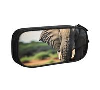 LONGZEHAO Trousse à crayons grande capacité avec fermeture éclair double couche Motif éléphant africain