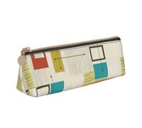 Longzehao Trousse à crayons triangulaire simple à impression moderne du milieu du siècle pour fournitures de bureau, cosmétiques, articles de toilette, blanc, taille unique, art déco, white-417, One