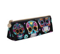 Longzehao Trousse à crayons triangulaire simple à imprimé crâne de sucre pour fournitures de bureau, cosmétiques, articles de toilette, blanc, taille unique, art déco, white-417, One size, Art Déco