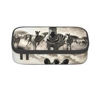 Longzehao Trousse à crayons Zebra2 avec compartiment de grande capacité pour fournitures de bureau, Noir/blanc, One Size, Art déco.