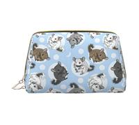 Longzehao Trousse de maquillage en cuir avec fermeture éclair Motif chinchillas et lune Bleu, blanc, One Size
