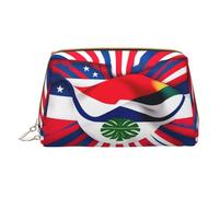 Longzehao Trousse de maquillage en cuir avec fermeture éclair Motif drapeau du Costa Rica, blanc, One Size
