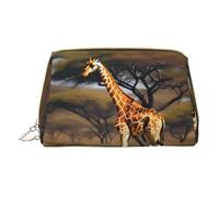 Longzehao Trousse de maquillage en cuir avec fermeture éclair Motif girafe d'Afrique Majestic Tree Blanc Taille unique, blanc, Taille unique