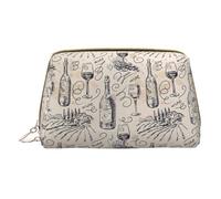 Longzehao Trousse de maquillage en cuir avec fermeture éclair pour vin et vinification - Blanc - Taille unique, Blanc, One Size