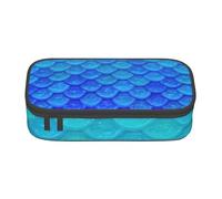 Longzehao Trousse de rangement pour fournitures de bureau avec compartiment de grande capacité Motif écailles de sirène Bleu océan, Noir/blanc, One Size, Art déco.