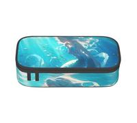 Longzehao Trousse de rangement pour fournitures de bureau avec compartiment de grande capacité Motif sirène Bleu, Noir/blanc, One Size, Art déco.