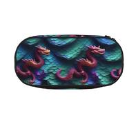 LONGZEHAO Trousse de rangement rectangulaire simple avec motif écailles de dragon magique 3D pour fournitures de bureau, cosmétiques, articles de toilette