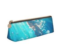 Longzehao Trousse de rangement triangulaire pour fournitures de bureau, cosmétiques, articles de toilette Motif sirène Bleu, Blanc, One Size, Art déco.