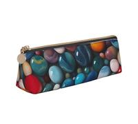 Longzehao Trousse de rangement triangulaire simple avec impression marbre coloré pour fournitures de bureau, cosmétiques, articles de toilette, Blanc, One Size, Art déco.