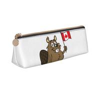 Longzehao Trousse de rangement triangulaire simple avec imprimé castor pour fournitures de bureau, cosmétiques, articles de toilette, Blanc, One Size, Art déco.