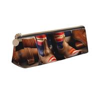 Longzehao Trousse de rangement triangulaire simple avec motif drapeau américain avec bottes de cowboy pour fournitures de bureau, cosmétiques, articles de toilette, Blanc, One Size, Art déco.