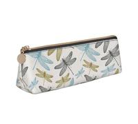 Longzehao Trousse de rangement triangulaire simple avec motif libellule pour fournitures de bureau, cosmétiques, articles de toilette, Blanc, One Size, Art déco.