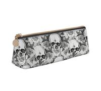 Longzehao Trousse de rangement triangulaire simple avec motif tête de mort squelette pour fournitures de bureau, cosmétiques, articles de toilette, Blanc, One Size, Art déco.