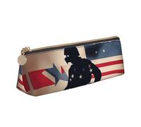 Longzehao US Military Soldiers Patriotic Memorial Day Print Simple Triangle Pen Case Sac de rangement pour fournitures de bureau, cosmétiques, articles de toilette, blanc, taille unique, Art déco,