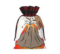 Longzehao Volcan Print Christmas Cordon de serrage Sac cadeau en lin, sacs d'emballage de Noël, sacs de bonbons de Noël