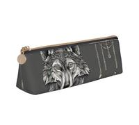 Longzehao wolf Motif Accessoires02 Impression Simple Triangulaire Trousse à crayons Sac de rangement pour Fournitures de bureau, cosmétiques, Articles de toilette, Blanc, Taille unique, Art Déco,