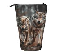 Longzehao Wolfs Print Télescopique Crayon Sac Porte-Stylo Porte-Stylo Pop Up Sac de Rangement, Étui à Stylo Portable Debout, Noir, Taille Unique, Noir, One size