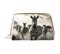 Longzehao Zebra2 Trousse de maquillage en cuir avec fermeture éclair - Organiseur de voyage - Blanc - Taille unique, Blanc, One Size
