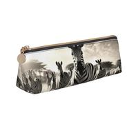 Longzehao Zebra2 Trousse de rangement triangulaire simple pour fournitures de bureau, cosmétiques, articles de toilette, Blanc, One Size, Art déco.