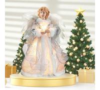 Longzhuo Angel Christmas Topper,Christmas Tree Topper, Ange en Forme de Sapin de noël, Topper Sapin noël Ange, Décoration Noël Rustique pour Intérieur Et Bureau - Argenté