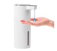 Longzhuo Distributeur de Savon Automatique, 400ml Soap Dispenser, Rechargeable par USB, Adapté à la Cuisine, Salle de Bain (Blanc, Liquide)